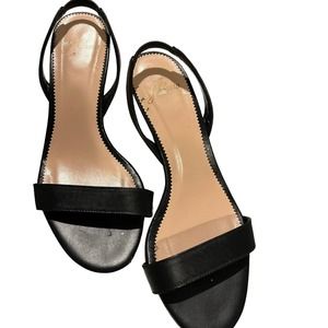 J. Crew sling back kitten heel sandal 7 black strap shoes wedding low heel